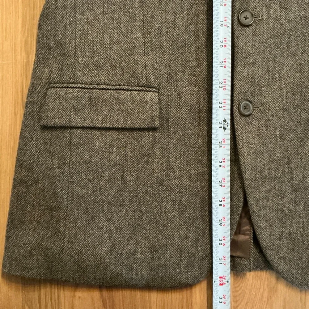 J. Crew 42L Brown Herringbone Wool Blazer #03790 Dark Academia Professor Classic